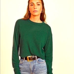 Reformation Jeans Emerald Green Cashmere Pullover - Small